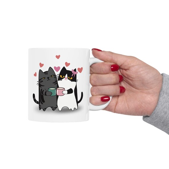 Funny Couple Cat Mug, Personalized Cat Lover Gift.