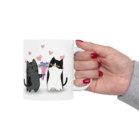 Love Every Day Cat Mug / Romantic Coffee Mug for Couples