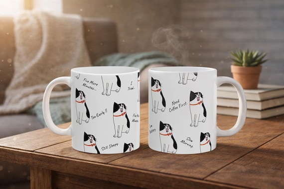 Funny Sleepy Cat Coffee Mug, Not Morning Person Cat Lover Gift