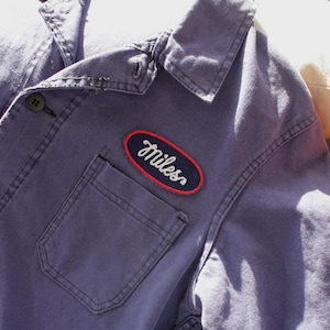 Personalized Name Patch Iron On | Classic Workwear Uniform Style | Custom Embroidered Badge