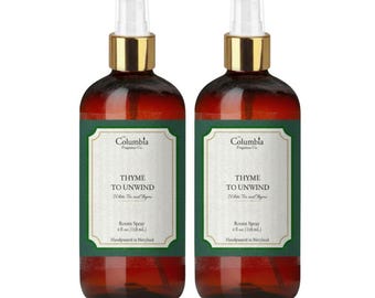 White Tea and Thyme, Hilton Inspired Scent, Hotel Room Spray, Herbal Linen Mist, Thyme to Unwind, fragrance spray, 4 oz, set of two