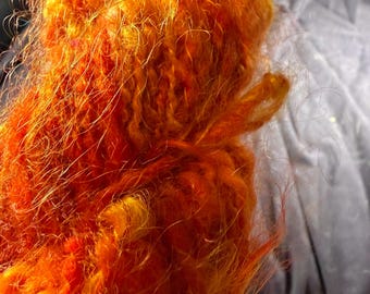 Handspun Angora, Romeldale, kid mohair locks Fire Fairy Art Yarn