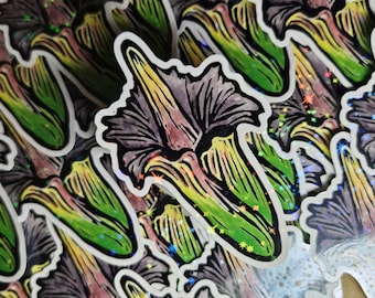 Titan Arum Holographic Star Sticker Watercolor and Linocut