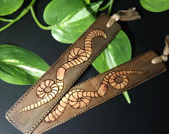 Earthworm Bookmark Bookworm Woodburned and Handpainted Pyrography Bookmark Earthy Cottage Core Reader Gift Handmade Worm