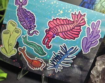 Cambrian Explosion Sticker Sheet Anomalocaris Opabinia Pikaia Cambrian Critters 4x5 Burgess Shale Fauna Paleoart Paleontology Stickers