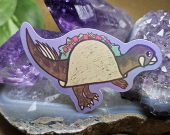 Psittacosaurus Taco Holographic Stickers Water Bottle Laptop Sticker Cute Dinosaur Sticker Purple Ceratopsids