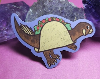Psittacosaurus Taco Heavy Duty Stickers Water Bottle Laptop Sticker Cute Dinosaur Sticker Purple Ceratopsids