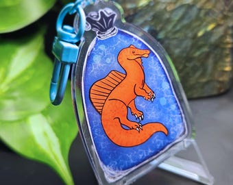 Spinosaurus Keychains Spino in Goldfish Bag Dinosaur Acrylic Keychain