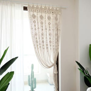 Macrame Window Curtain, Boho Valance, Large Wall Hanging, Bohemian Home Decor, Macrame Door Curtain, Wedding Backdrop, Room Divider