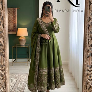 Green Anarkali - Etsy