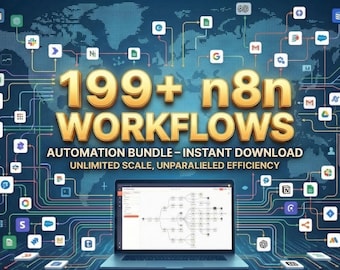 199種類以上のn8nワークフローバンドル｜ビジネス、SaaS、AI、メール、Airtable、各種連携に対応した自動化テンプレート