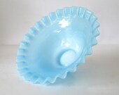 Vintage Baby Blue Ruffled Crimped bowl