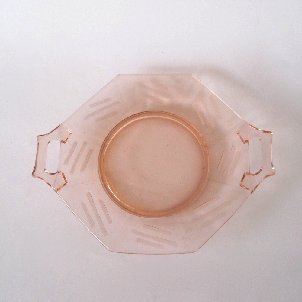 Vintage Indiana Pink Depression glass Octagon handled plate Etsy