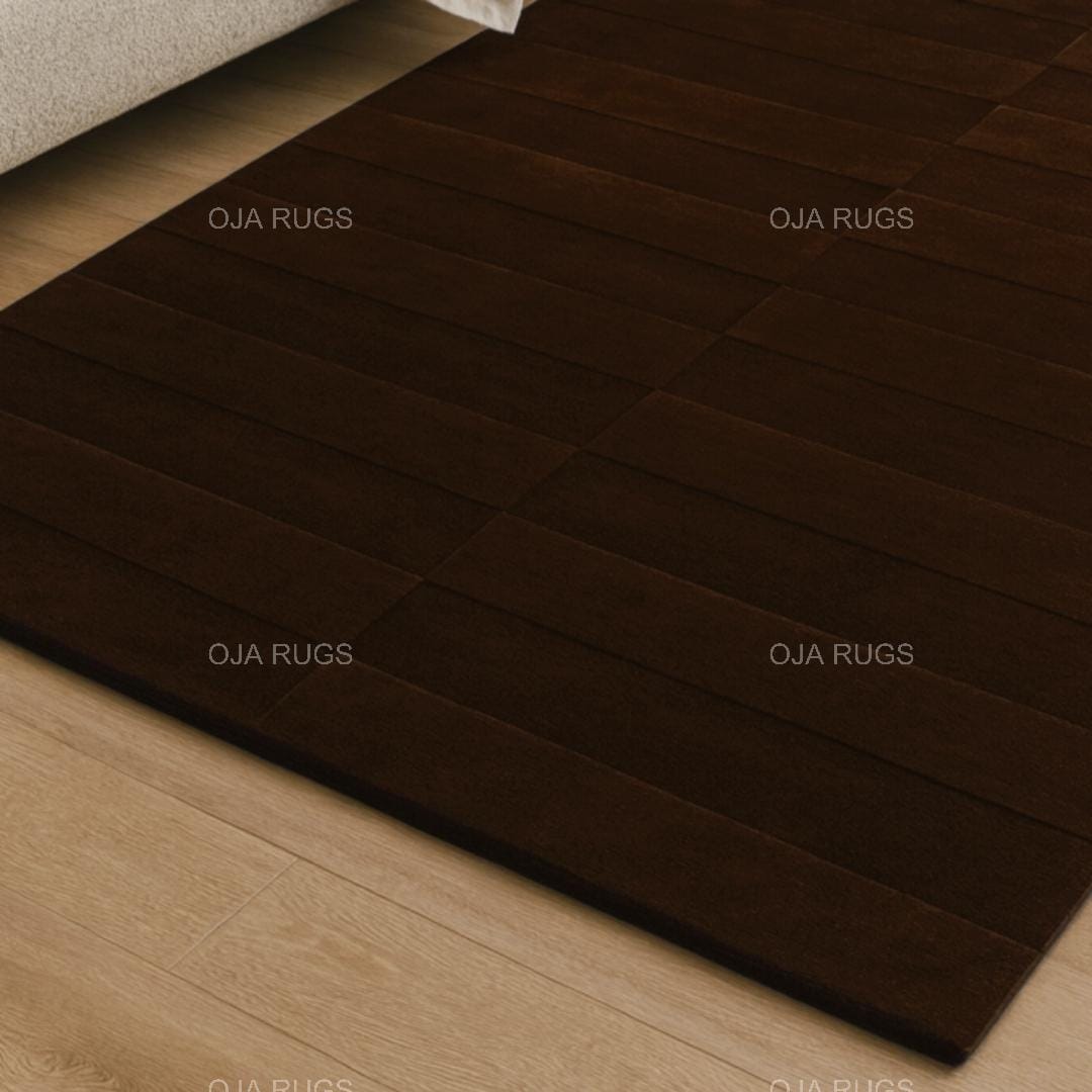 Deep Brown Rug Hand Tufted Wool Rug | Dark Brown Solid Area Carpet for Bedroom, Living ...