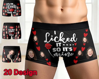 Personalized Valentine Face Boxers | Custom Photo Underwear for Boyfriend/Husband,Funny Romantic Gift
