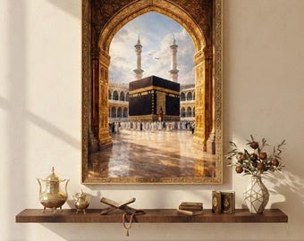 Kaaba Wall Art Print | Makkah Islamic Home Decor Canvas Painting