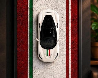 A4 Diecast Car Frame | Supercar Wall Art, Racing Graphics (Black Frame)