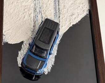 Handmade 3D SUV Car Frame Art | Textured Wall Decor | Luxury Diecast Car Shadow Box | Modern Automotive Frame | Gift for Car Lovers | 8”x12”
