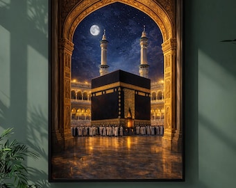 Kaaba Night Photography Print | Islamic Mecca Wall Art