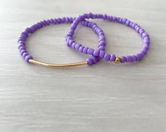 Lilac Seed Bead Stretch Bracelet, Purple  Bracelet