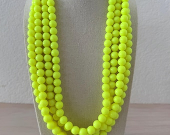 Neon Yellow Chunky Statement Necklace, Neon Necklace
