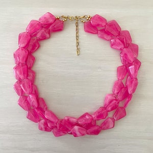 Pink Chunky Statement Necklace, Hot Pink Necklace, Valentines Necklace