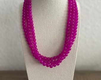 Fuchsia Pink Chunky Statement Necklace, Pink Statement Necklace,  Fuchsia Necklace