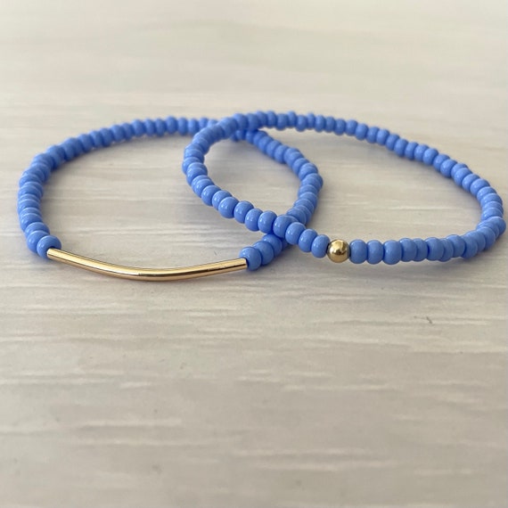 Periwinkle Seed Bead Stretch Bracelet, Blue  Bracelet