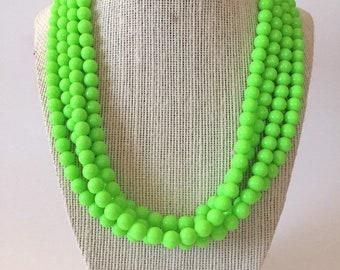 Neon Green Chunky Statement Necklace