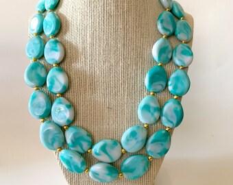 Turquoise Chunky Statement Necklace, Turquoise Statement Necklace
