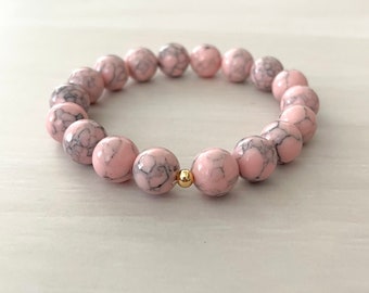 Pink Stretch Bracelet, Pink Bracelet, Pink Stone Bracelet