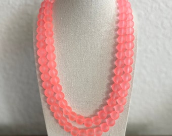 Coral Sea Glass Chunky Statement Necklace, Coral Necklace