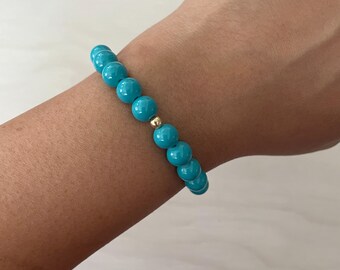 Teal Stretch Bracelet, Teal Bracelet