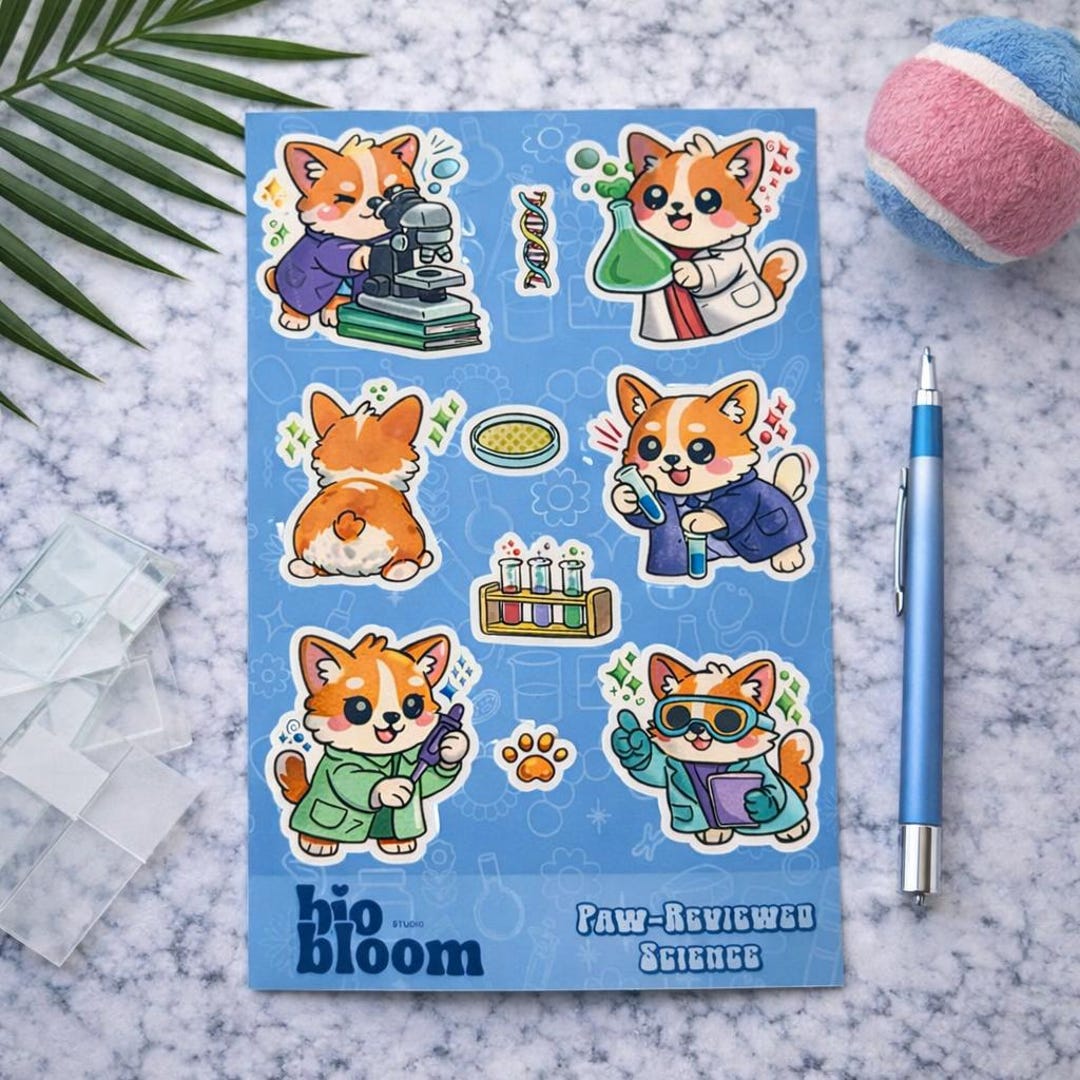 Corgi Science Sticker Sheet | Lab Stationery Decor - Etsy