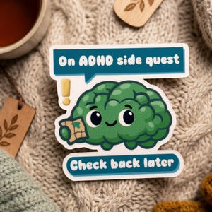 ADHD Sidouppdragsmagnet | Neurodiversitet Hjärnkonst, Skrivbordsdekor