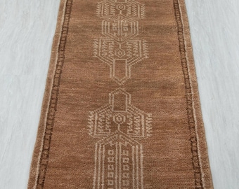 Brązowy, ziemisty dywanik w stylu perskim, tkany ręcznie, miękki w dotyku, wełniany, na schody/korytarz, PERSONALIZUJ w dowolnym ROZMIARZE