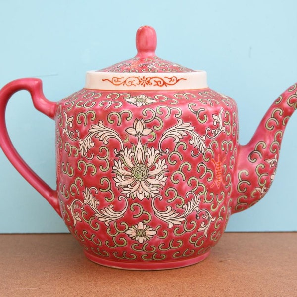 Vintage Red Asian Teapot