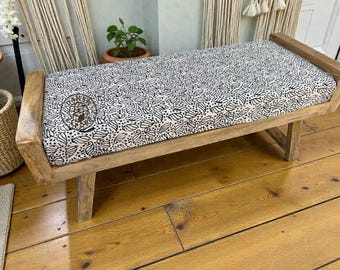 Banco de yute de lana - Banco plegable estilo kilim bohemio, banco plegable para interior y exterior, banco de yute de lana tejido a mano