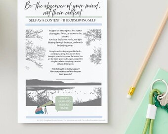 Inner Space Mindfulness Worksheet – Acceptance and Commitment Therapy Self as Context Exercise - printable