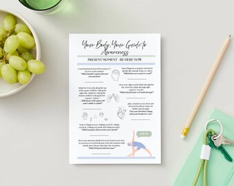 Be Present – Acceptance and Commitment Therapy Inspired Body Awareness Grounding Worksheet Printable PDF