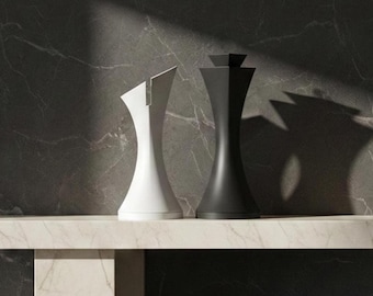 Escultura de pieza de ajedrez moderna – Decoración minimalista – Arte de mesa de lujo – Decoración contemporánea para el hogar – Pieza de diseño con carácter
