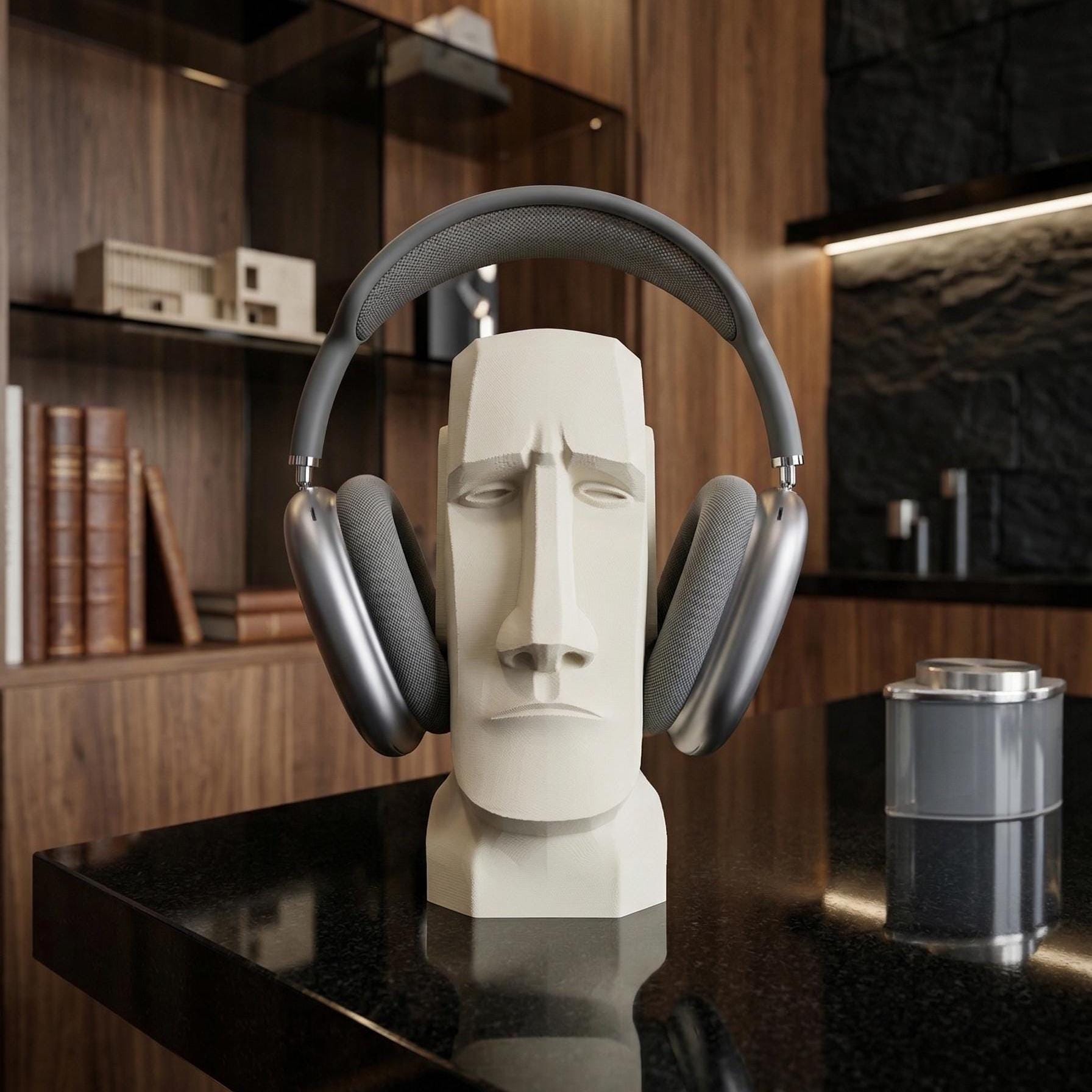 Moai Head Headphone Stand, Over Ear Headset Holder, Modern Desk Decor ...