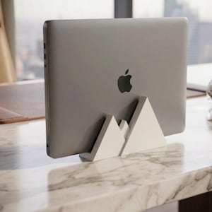MacBook Stand iPad Stand Laptop Dock Tablet Holder Desk Stand Minimalist Office Desk Organizer Modern Tech Gift for Him Her