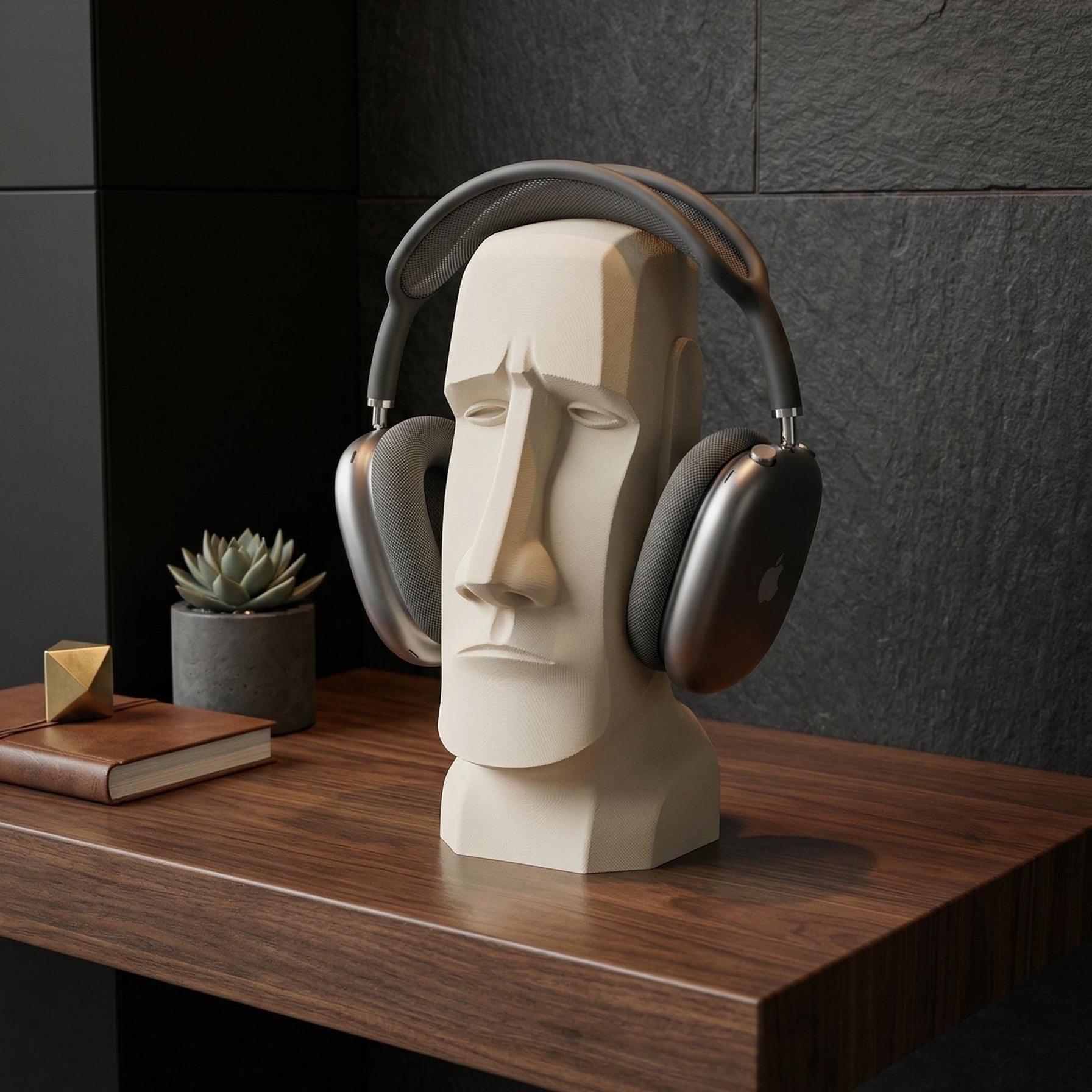 Moai Head Headphone Stand, Over Ear Headset Holder, Modern Desk Decor ...