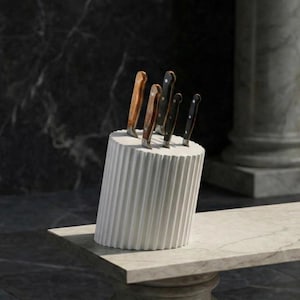 Suporte para facas moderno com textura canelada – Organizador minimalista para bancada de cozinha imagem 1