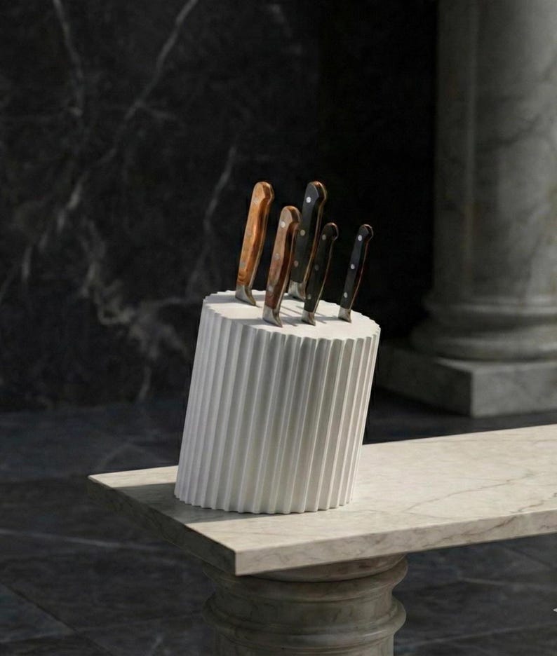 Suporte para facas moderno com textura canelada – Organizador minimalista para bancada de cozinha imagem 1