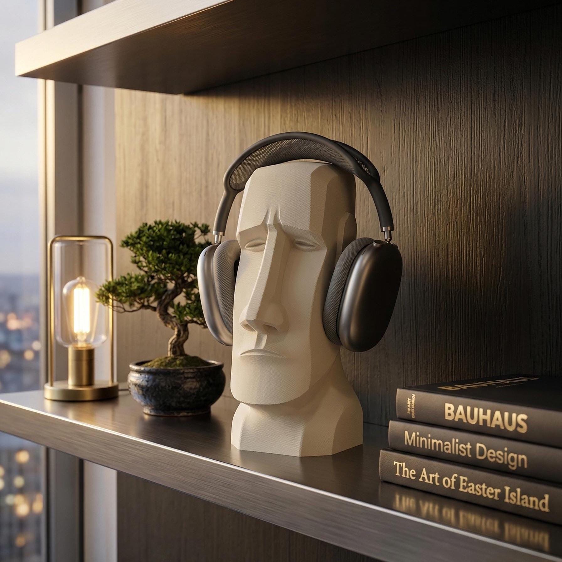 Moai Head Headphone Stand, Over Ear Headset Holder, Modern Desk Decor ...