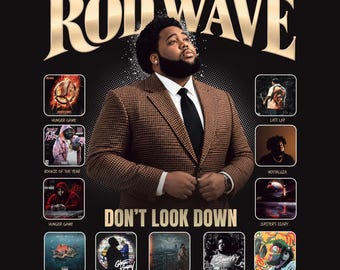 Rod Wave Don't Look Down tour 2026 Plik PNG: projekt koszulki (pobranie cyfrowe)