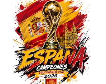 Spain Champions World Cup 2026 Football T-Shirt Design PNG (Digital Download)