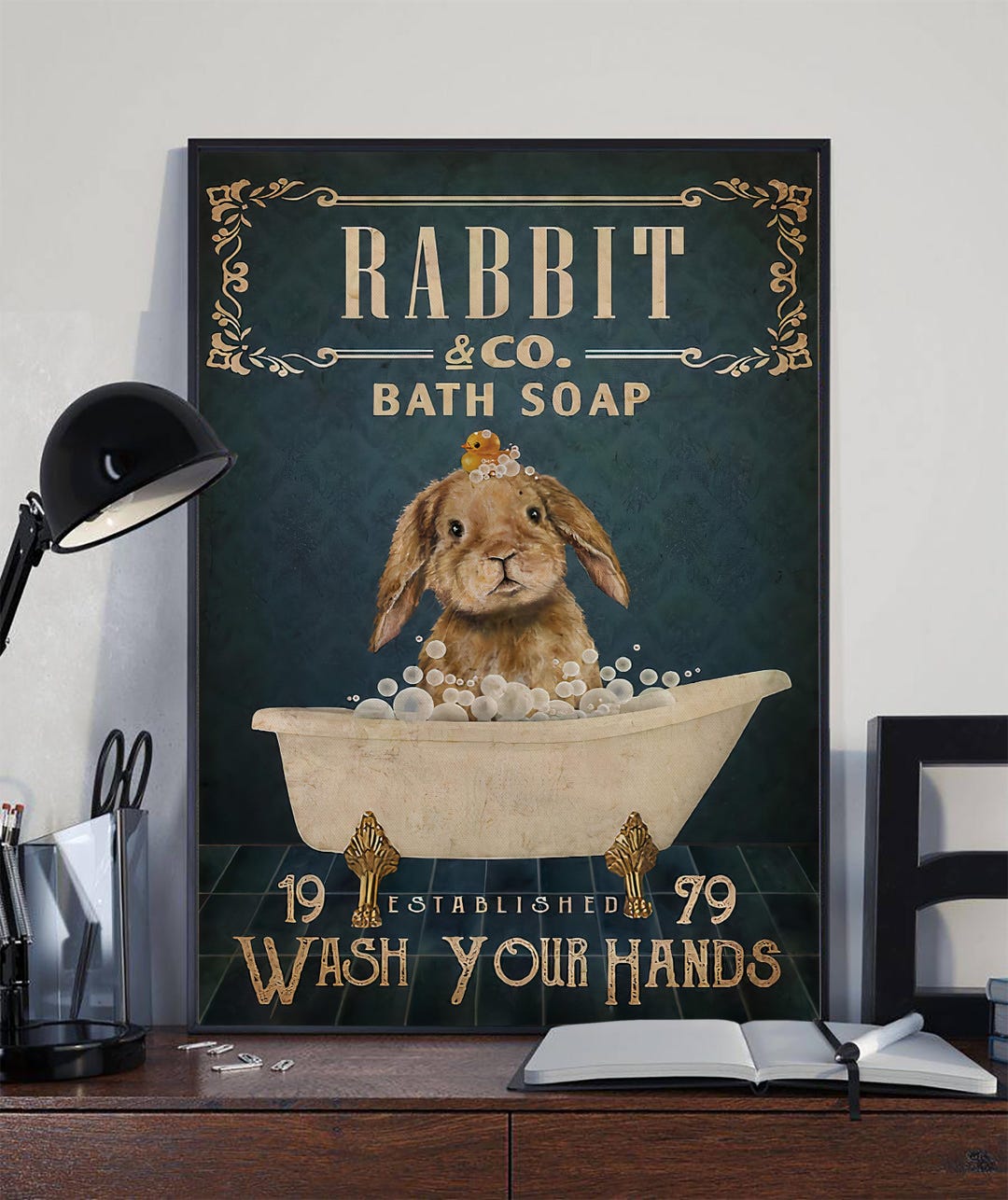 Deviantart Rabbit Bath Vintage Rabbit Bath Soap Poster, Funny Bunny in Bathtub Wall Art, Wash ...